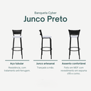 Ver imagem 3 de Kit 6 Banquetas para Bancada Banco Alto Junco Preto Balcão Cozinha Gourmet Bar Área de Lazer Piscina