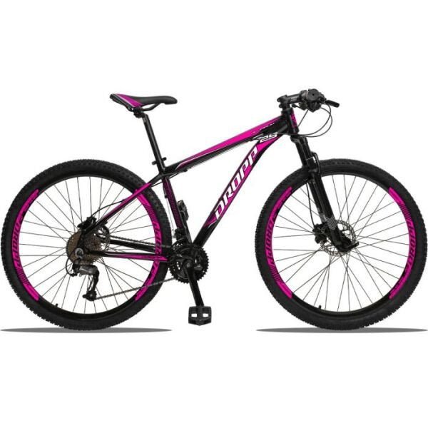 Dropp Aluminum 27v Câmbio Traseiro Acera Freio Hidráulico - Preto+Rosa - 17 - 2