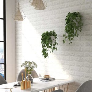 Kit 6 Un/ Espuma 3d - Tijolo Rústico - Branco