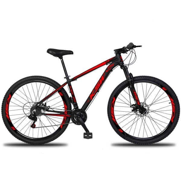 Bicicleta Aro 29 KSW xlt 21V Freio a Disco - Preto+Vermelho - 15,5" - 1