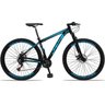 Bicicleta Aro 29 Drais Aluminum 21V Freio a Disco - Preto+Azul Ciano - 17 - 1