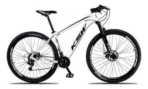 Bicicleta Aro 29 Ksw xlt Câmbio Shimano 21v Alumínio Mtb - Branco+Preto - 15,5" - 1