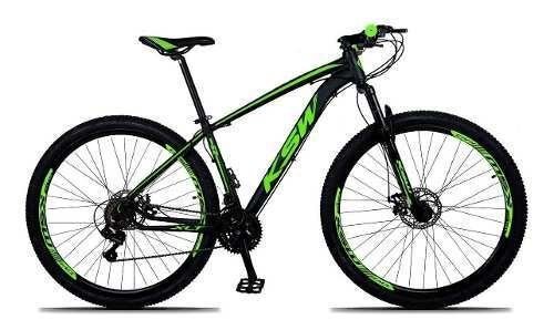 Bicicleta Aro 29 Ksw Xlt Câmbio Shimano 21v Alumínio Mtb - Preto+verde - 21" - 1