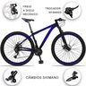 Bicicleta Aro 29 Drais 21V Câmbios e Trocador Shimano Freio a Disco MTB - Preto+Azul Royal - 15.5 - 2