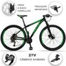 Bicicleta 27 Marchas Drais Aro 29 Câmbio shimano Freio Hidráulico Alumínio MTB - Preto+Verde - 17 - 2