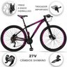 Bicicleta 27 Marchas Drais Aro 29 Câmbio shimano Freio Hidráulico Alumínio MTB - Preto+Rosa - 21 - 2
