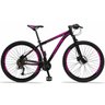 Bicicleta 27 Marchas Drais Aro 29 Câmbio shimano Freio Hidráulico Alumínio MTB - Preto+Rosa - 21 - 1