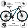 Bicicleta 27 Marchas Drais Aro 29 Câmbio shimano Freio Hidráulico Alumínio MTB - Preto+Azul Ciano -  - 3