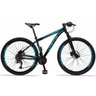 Bicicleta 27 Marchas Drais Aro 29 Câmbio shimano Freio Hidráulico Alumínio MTB - Preto+Azul Ciano -  - 2
