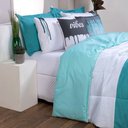 Ver imagem 5 de Kit Edredom Linho Colorful Casal King 5 Peças 100% Poliéster - Verde