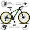 Bicicleta 27V Aro 29 Drais Clean Câmbio Shimano Freio Hidráulico Alumínio MTB - Verde+Amarelo - 17 - 2