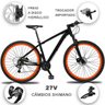 Bicicleta 27V Aro 29 Drais Clean Câmbio Shimano Freio Hidráulico Alumínio MTB - Preto+Laranja - 17 - 2