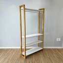 Ver imagem 2 de Arara de Roupas Linea Ample sem Porta sem Gavetas Madeira Pinus 100cm Branco e Nozes Artfactory