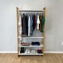 Ver mais imagens de Arara de Roupas Linea Ample sem Porta sem Gavetas Madeira Pinus 100cm Branco e Nozes Artfactory