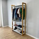 Ver imagem 3 de Arara de Roupas Linea Ample sem Porta sem Gavetas Madeira Pinus 100cm Branco e Nozes Artfactory