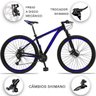 Bicicleta Aro 29 Drais 21V Câmbios e Trocador Shimano Freio a Disco MTB - Preto+Azul Royal - 21 - 2
