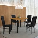 Ver imagem 1 de Mesa Compact 109x68cm Tampo em MDF com 4 Cadeiras Tokio Preto/Nature