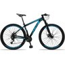 Bicicleta Drais 24V Aro 29 Câmbios Shimano Freio a Disco MTB Aluminio - Preto+Azul Ciano - 21 - 1