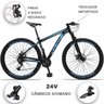 Bicicleta Drais 24V Aro 29 Câmbios Shimano Freio a Disco MTB Aluminio - Preto+Azul Ciano - 21 - 2