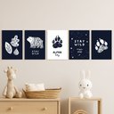 Ver imagem 3 de Kit 5 Placas MDF Infantil Stay Wild Urso Pegadas Parede A4