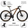 Bicicleta Drais 24V Aro 29 Câmbios Shimano Freio a Disco MTB Aluminio - Preto+Laranja - 15.5 - 2
