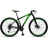 Bicicleta Drais 24V Aro 29 Câmbios Shimano Freio a Disco MTB Aluminio - Preto+Verde - 15.5 - 1