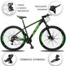 Bicicleta Aro 29 KSW XLT 21V Câmbios e Trocador Shimano Freio a Disco MTB - Preto+Verde - 15.5 - 2
