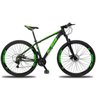 Bicicleta Aro 29 KSW XLT 21V Câmbios e Trocador Shimano Freio a Disco MTB - Preto+Verde - 15.5 - 1