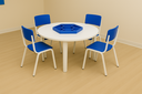 Ver imagem 1 de Jogo de Mesa Infantil Redonda com Organizador e com 4 Cadeiras Azul Resistentes Escola Creche