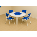 Ver imagem 1 de Jogo de Mesa Infantil Redonda com Organizador e com 4 Cadeiras Azul Resistentes Escola Creche