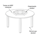 Ver imagem 4 de Jogo de Mesa Infantil Redonda com Organizador e com 4 Cadeiras Azul Resistentes Escola Creche