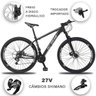 Bicicleta 27 Marchas KSW XLT Aro 29 Câmbio Altus Freio Hidráulico MTB - Preto+Cinza - 15.5 - 2
