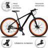 Bicicleta Drais Clean Aro 29 Câmbios Shimano 21v Freios a Disco Alumínio MTB - Preto+Laranja - 21 - 2