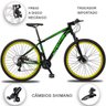 Bicicleta Drais Clean Aro 29 Câmbios Shimano 21v Freios a Disco Alumínio MTB - Verde+Amarelo - 19 - 2