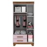 Guarda-Roupa Infantil com 3 Portas e 2 Gavetas Acetinado Adoleta-Rodial - Rosa / Cacau - 3