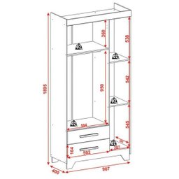 Guarda-Roupa Infantil com 3 Portas e 2 Gavetas Acetinado Adoleta-Rodial - Rosa / Cacau - 2