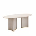 Ver imagem 3 de Mesa para Sala de Jantar 218cm com Tampo Elipse Orgânico com Vidro Liz Branco/Off White