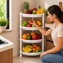 Ver imagem 2 de Estante Organizadora de Canto 4 Andares Prateleira Multiuso de Chão Fruteira Banheiro Cozinha Sala L