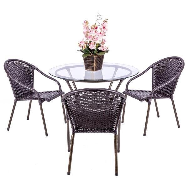 Cadeiras para Jardim Varanda Lazer Area Externa Relaxar Edicula Bela Fibra Sintetica Tabaco - 1