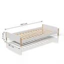 Ver imagem 3 de Cama Auxiliar Solteiro Infantil Empilhável Madeira e MDF Branco e Natural