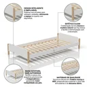 Ver imagem 4 de Cama Auxiliar Solteiro Infantil Empilhável Madeira e MDF Branco e Natural