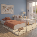 Ver imagem 6 de Cama Auxiliar Solteiro Infantil Empilhável Madeira e MDF Branco e Natural