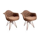 Ver imagem 1 de Kit 2 Poltronas Jantar Eames Eiffel Estofadas Caramelo Base Cobre
