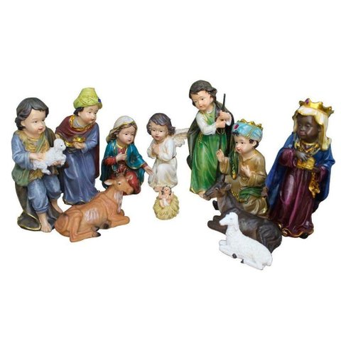 Decoração Natal Enfeite Presépio Baby Natalino Resina 11 Peças