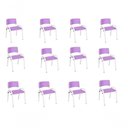 Ver imagem 1 de Kit 12 Cadeira Iso Infantil Creche, Base Branco Lilas