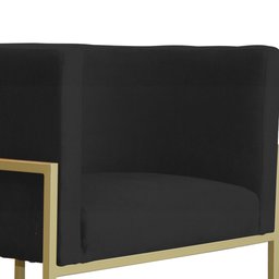 Poltrona Luana Suede Preto Base Metálica Dourada - Vallisa Decor - 3