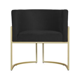 Poltrona Luana Suede Preto Base Metálica Dourada - Vallisa Decor - 2