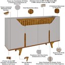 Ver imagem 2 de Aparador Buffet Devon 4 Portas Tampo em MDF Off White e Cinamomo 160cm Lyam Decor