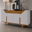 Ver imagem 5 de Aparador Buffet Devon 4 Portas Tampo em MDF Off White e Cinamomo 160cm Lyam Decor