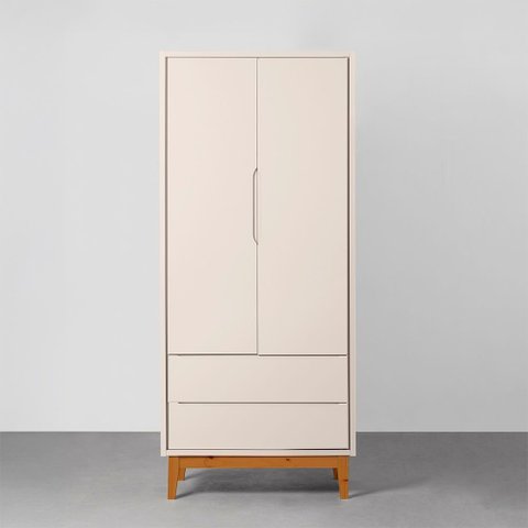 Guarda-Roupa Theo 2 Portas com Pés Square Mel – Areia Abra Casa